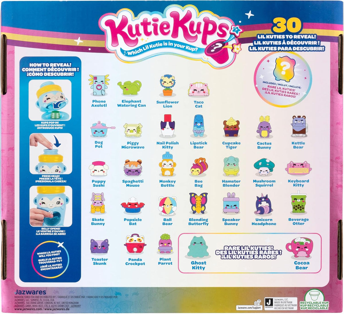 Kutie Kups Figura de 4" Kutie Incluye 30 Kups con 30 Figuras Sorpresa