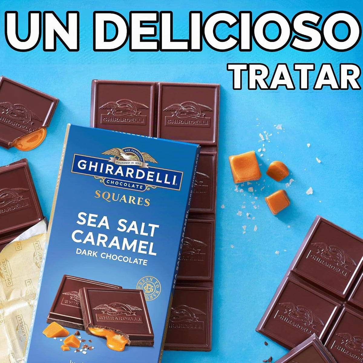 GHIRARDELLI Sea Salt Caramel Dark Chocolate Squares Bar, 4.8 Oz Bar