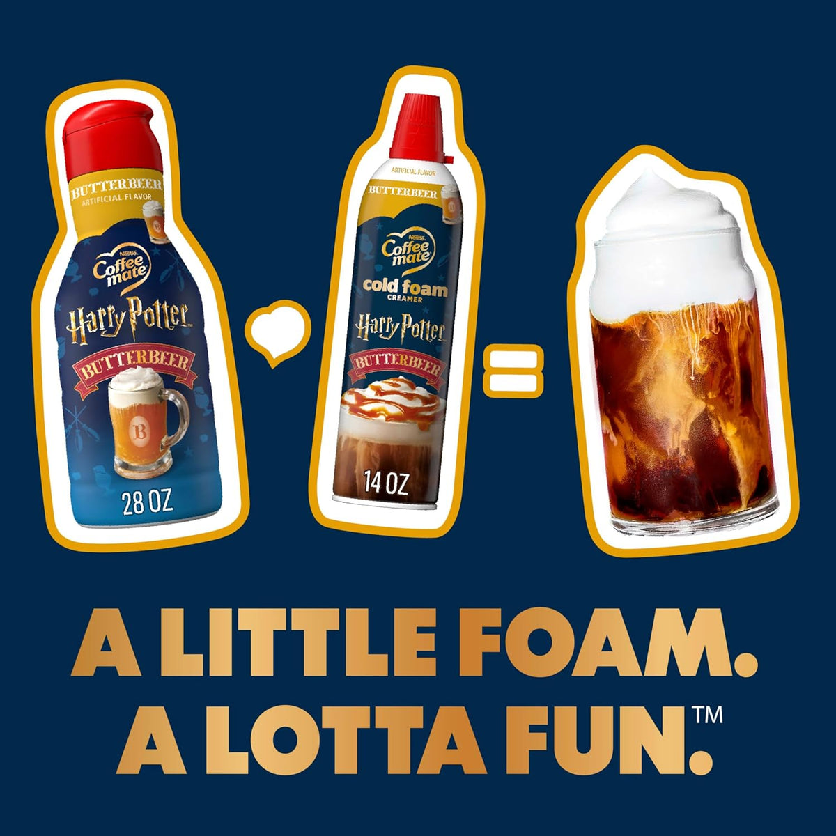 Coffee Mate Harry Potter Butterbeer - Crema de espuma fría con sabor a cerveza, sin gluten, 14 onzas, 25% Menos Azúcar