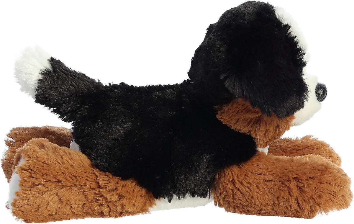 Aurora® Adorable Mini Flopsie™ Bernie Mountain Dog™ Animal de Peluche - Facilidad juguetona - Compañeros atemporales - Negro 20.3 cm