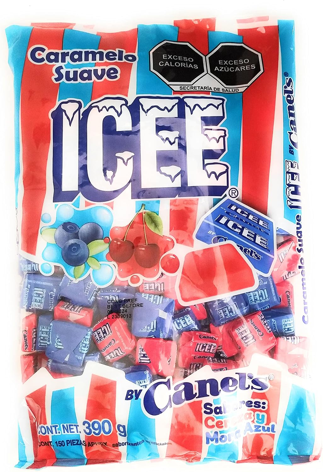 Arikon Mpq Icee by Canels Bolsa de Caramelos Suaves, Sabores Cereza & Mora Azul. Grande 390 Gr., ARIKON, SUGAR_CANDY, Canels
