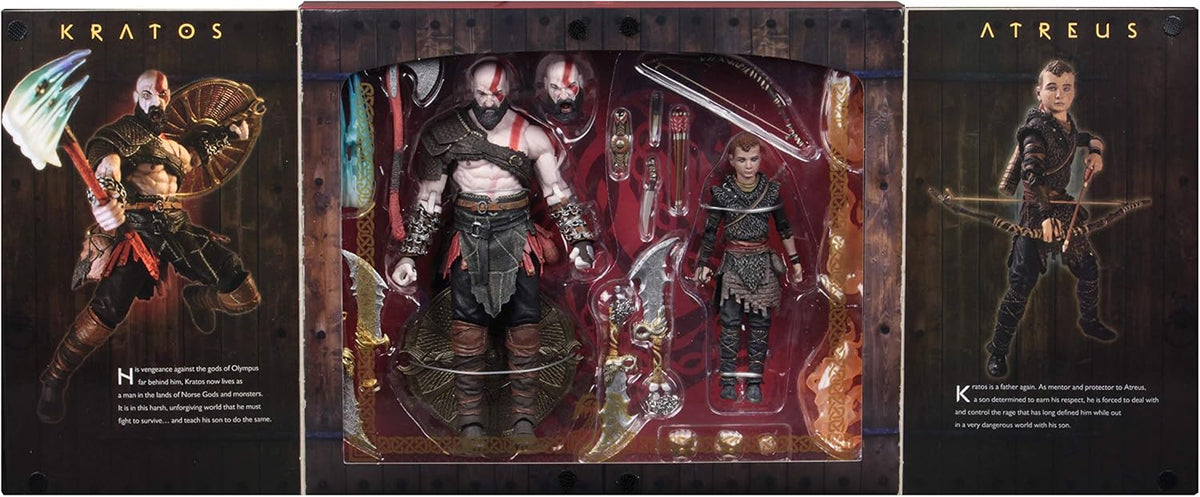 Neca God of War Action Figure Ultimate Kratos and Atreus, 7", 2 Pack Special Edition