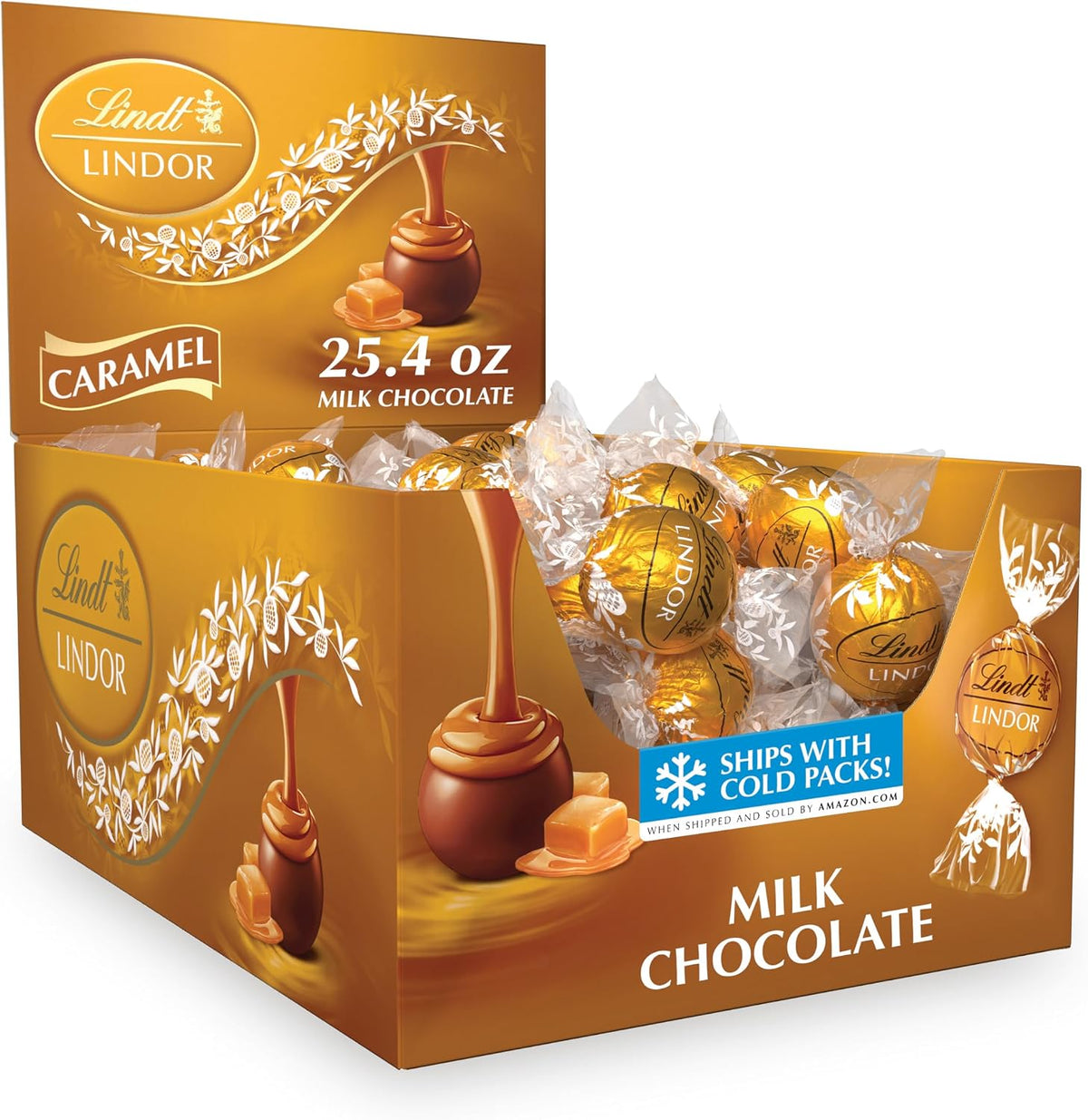Lindt LINDOR Caramelo trufas de chocolate de leche 60 Cuadro número