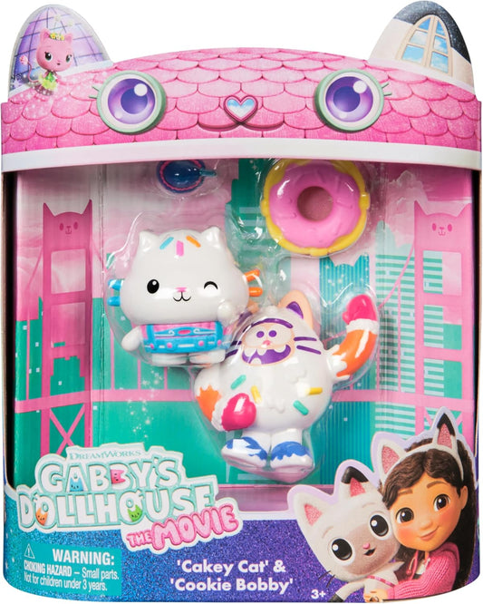 Gabby's Dollhouse: Juego de Figuras de la película Kuchi & Cookie Bobby con 2 Accesorios, para niños a Partir de 3 años