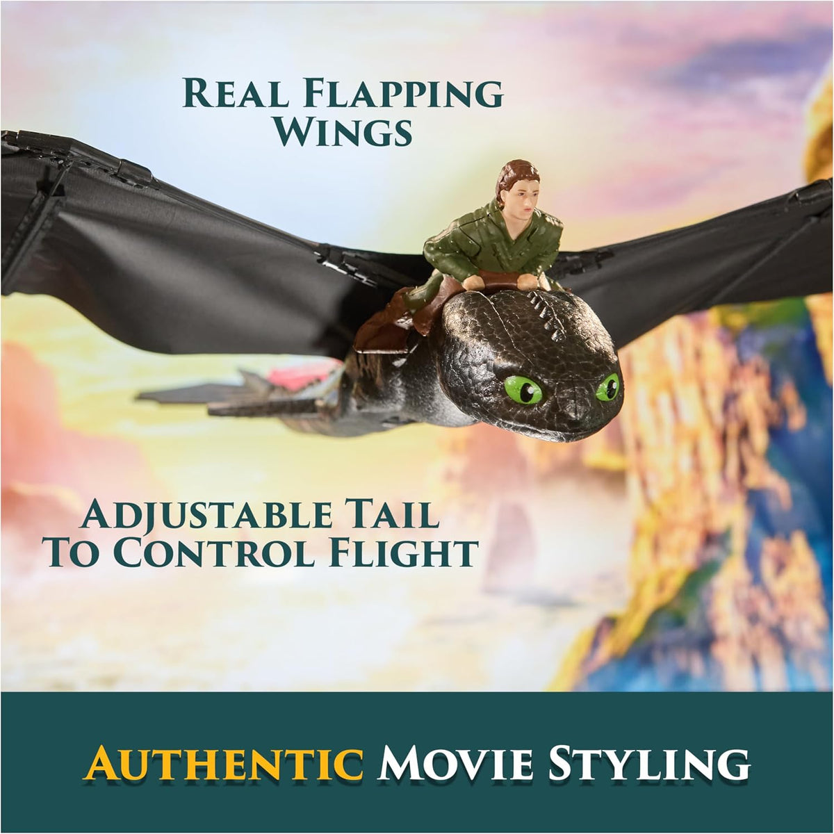 DreamWorks Dragons, como Entrenar a tu Dragon, Chimuelo Volador por Control Remoto con alas Que aletean y Cola Ajustable, Juguetes de Dragones para niños a Partir de 4 años