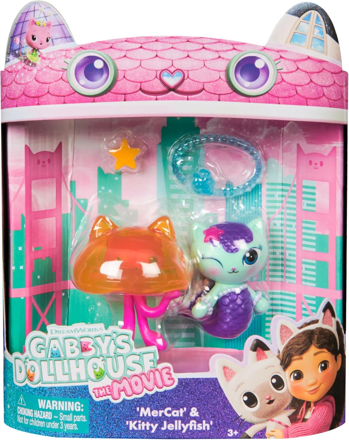 Gabby's Dollhouse: La película – Merkätzchen & Kitty Jellyfish, Figuras de Juego con 2 Accesorios, para niños a Partir de 3 años