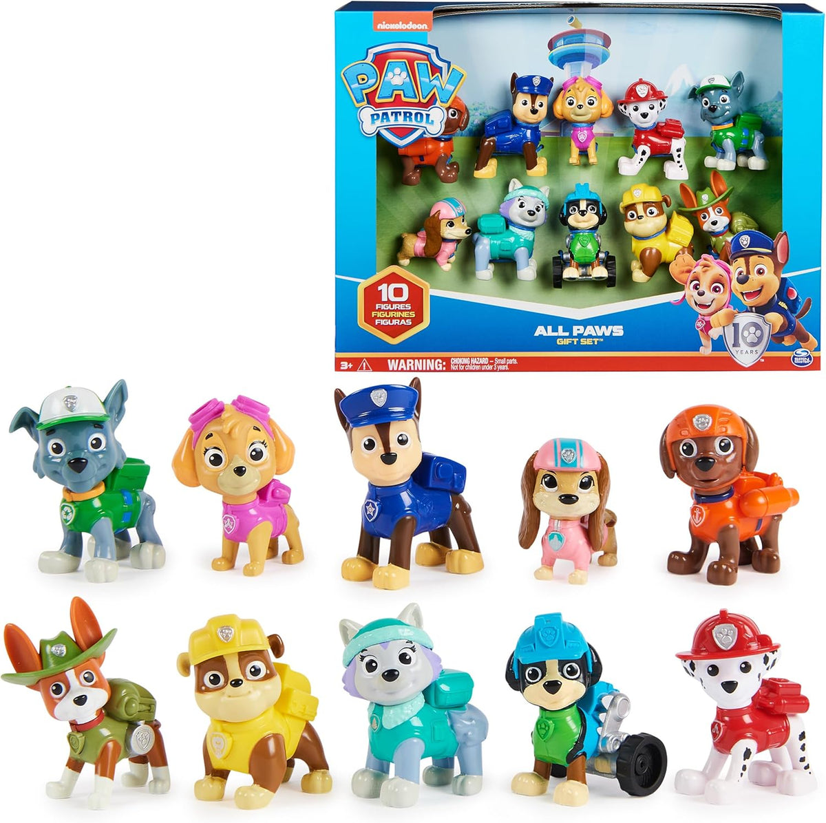 Paw Patrol, 10.º Aniversario, Set de Regalo de Figuras de Juguete con 10 Figuras de acción coleccionables, Juguetes para niños a Partir de 3 años