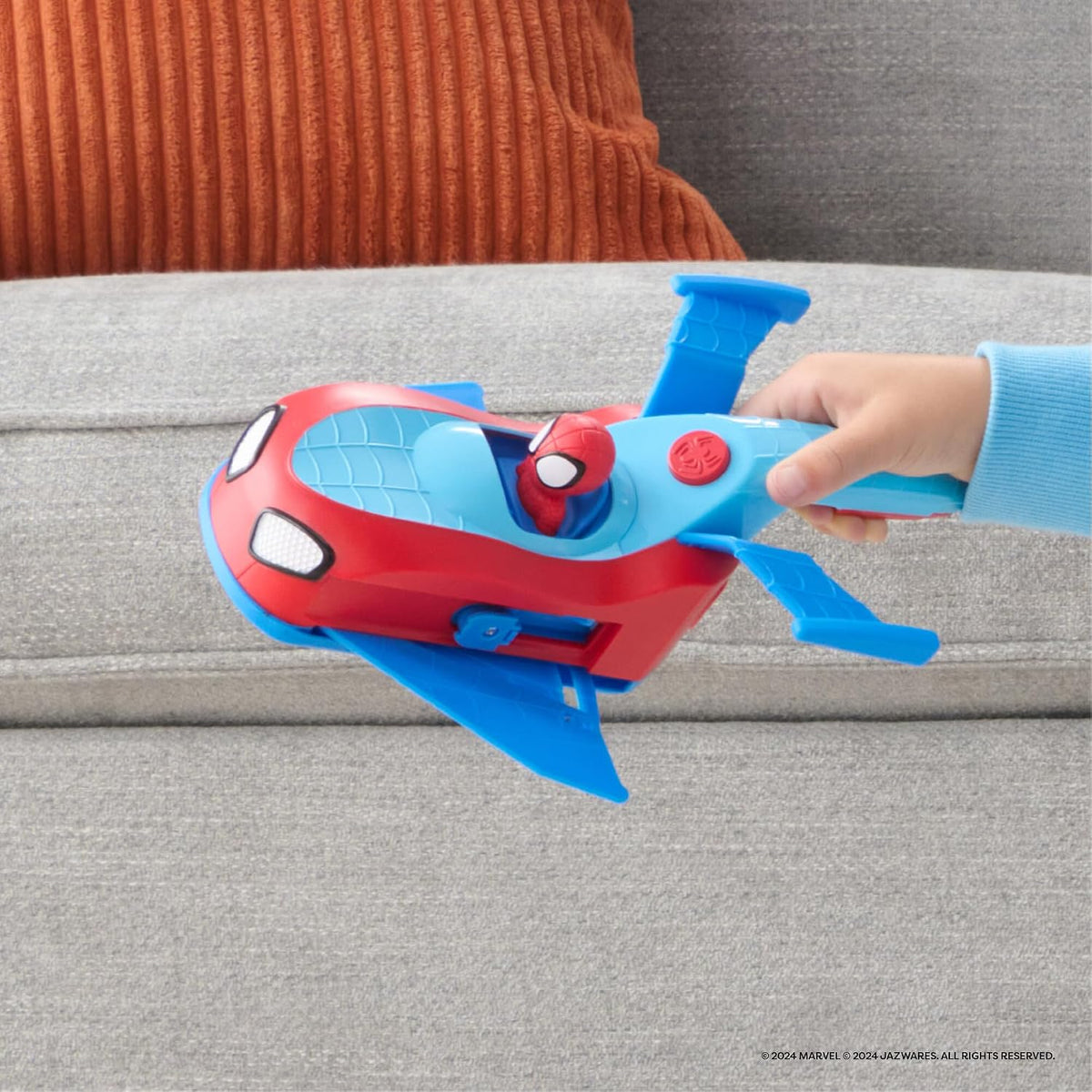 Jazwares Marvel Spidey and His Amazing Friends Spidey Team Split Racer - Vehículo Tres en uno de 8.5 Pulgadas con Dardos Web, Efectos de Sonido y Frases