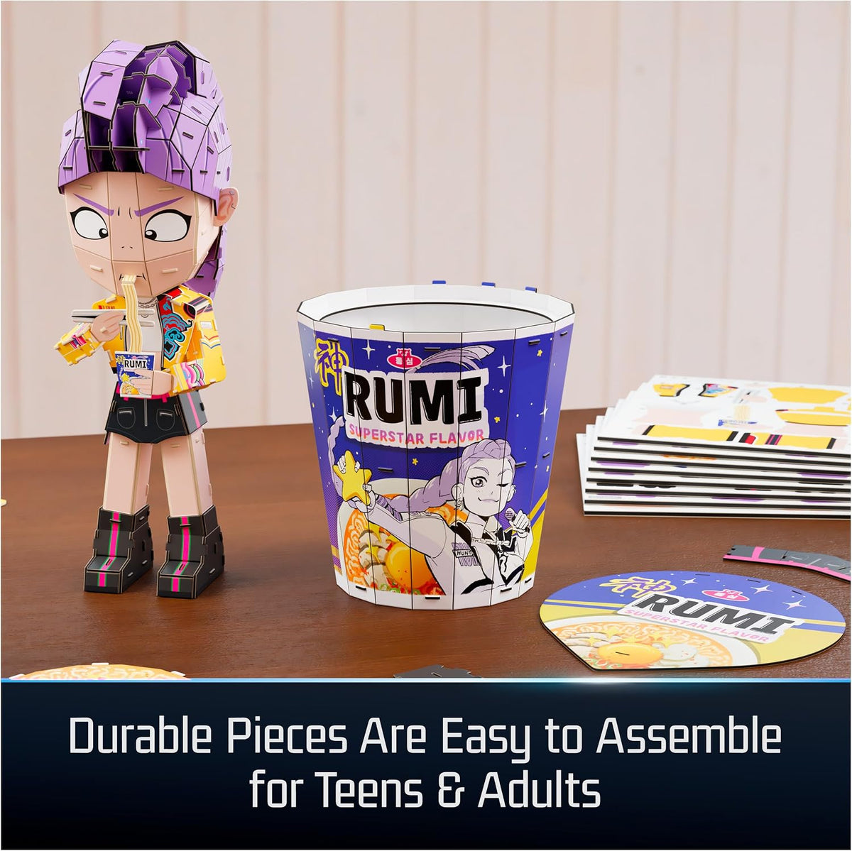 4D Build, KPOP Demon Hunters Rumi in Ramyeon Cup 3D Puzzle, Removeable Rumi Figure, KPOP Demon Hunters Collectible Model Kit, Desk Décor & Display Piece for Fans, 138 Pieces, for Ages 12 & Up