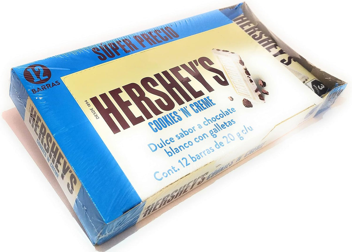 HERSHEY'S | Chocolate Blanco Cookies n Creme Barras 12 Piezas 20g c/u Dulces para Compartir Snack