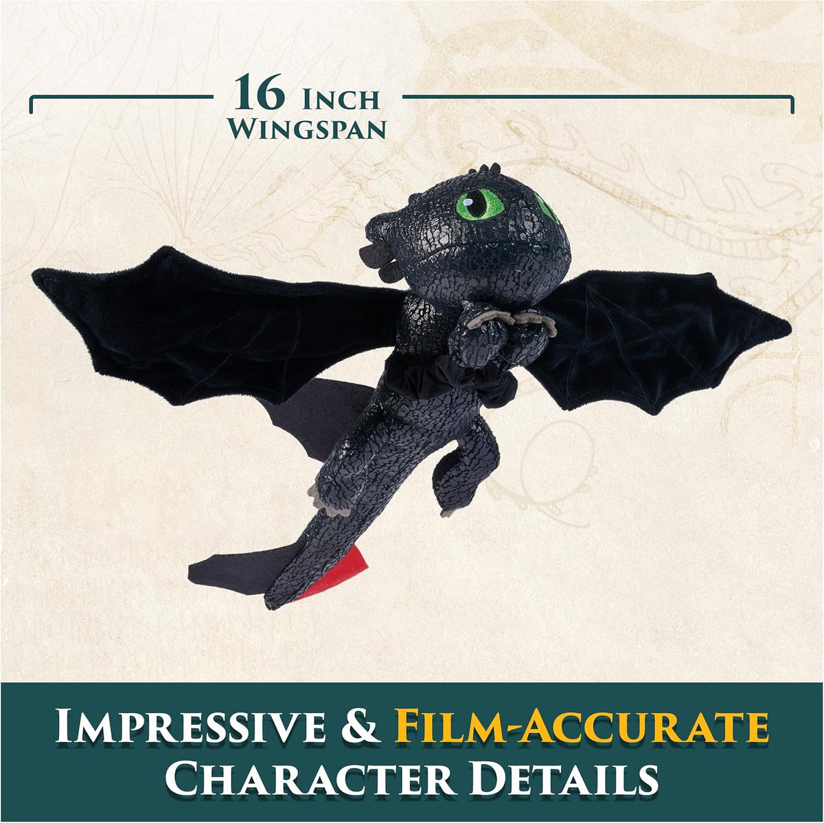 DreamWorks, Dragons, How to Train Your Dragon, Peluche Toothless: Abraza y planea, dragón de Peluche de 30,5 cm, Juguetes para niños a Partir de 4 años