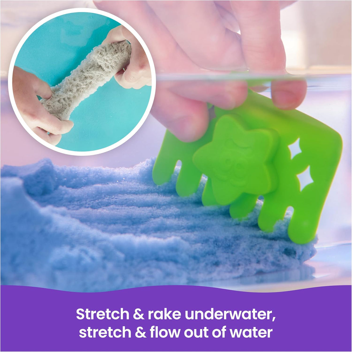 Kinetic Sand, Estuche básico Splash con 113 g de arena de juego que cambia de color, 3 herramientas y moldes, almacenamiento reutilizable, juguetes sensoriales para niños y niñas a partir de 3 años