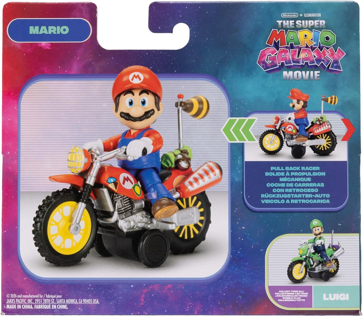 The Super Mario Galaxy Movie – Figura de 2.5 Pulgadas con Motocicleta de Retroceso – Mario, the Super Mario BROS. MOVIE, TOY_FIGURE, Plástico, Jakks Pacific