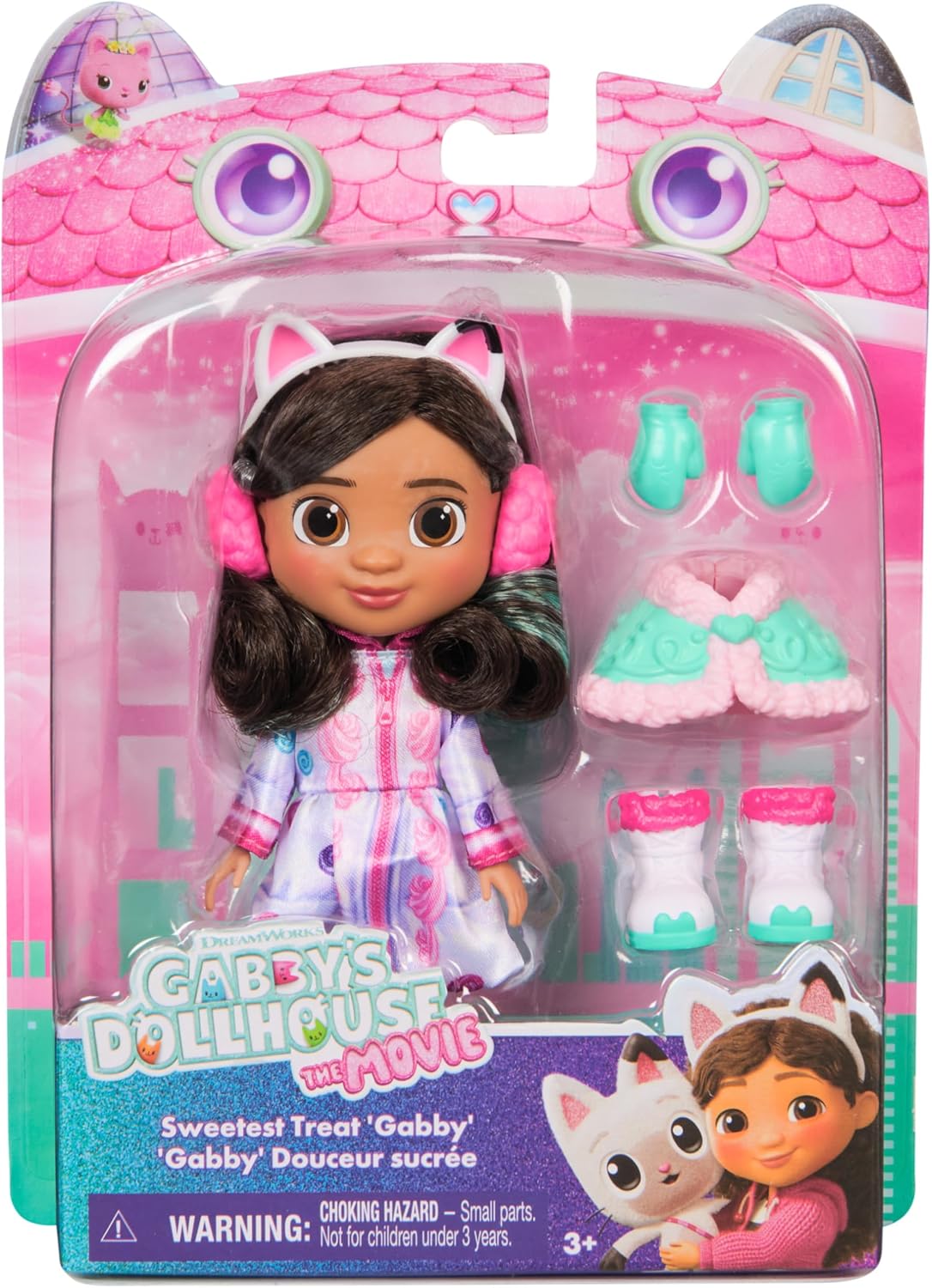 La Casa de Dolls Gabby – Dulce muñeca Gabby de la película 15 cm con accesorios para nieve y melena peinable - Juguete para niñas 3 años + - Regalo para niñas 3 años +