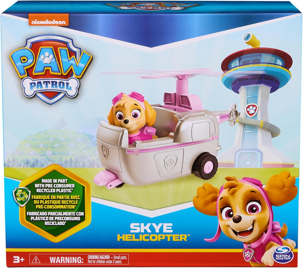 Paw Patrol, helicóptero de Skye, vehículo de Juguete con Figura de acción Coleccionable, Juguetes para niños de Mente sostenible para niños y niñas a Partir de 3 años