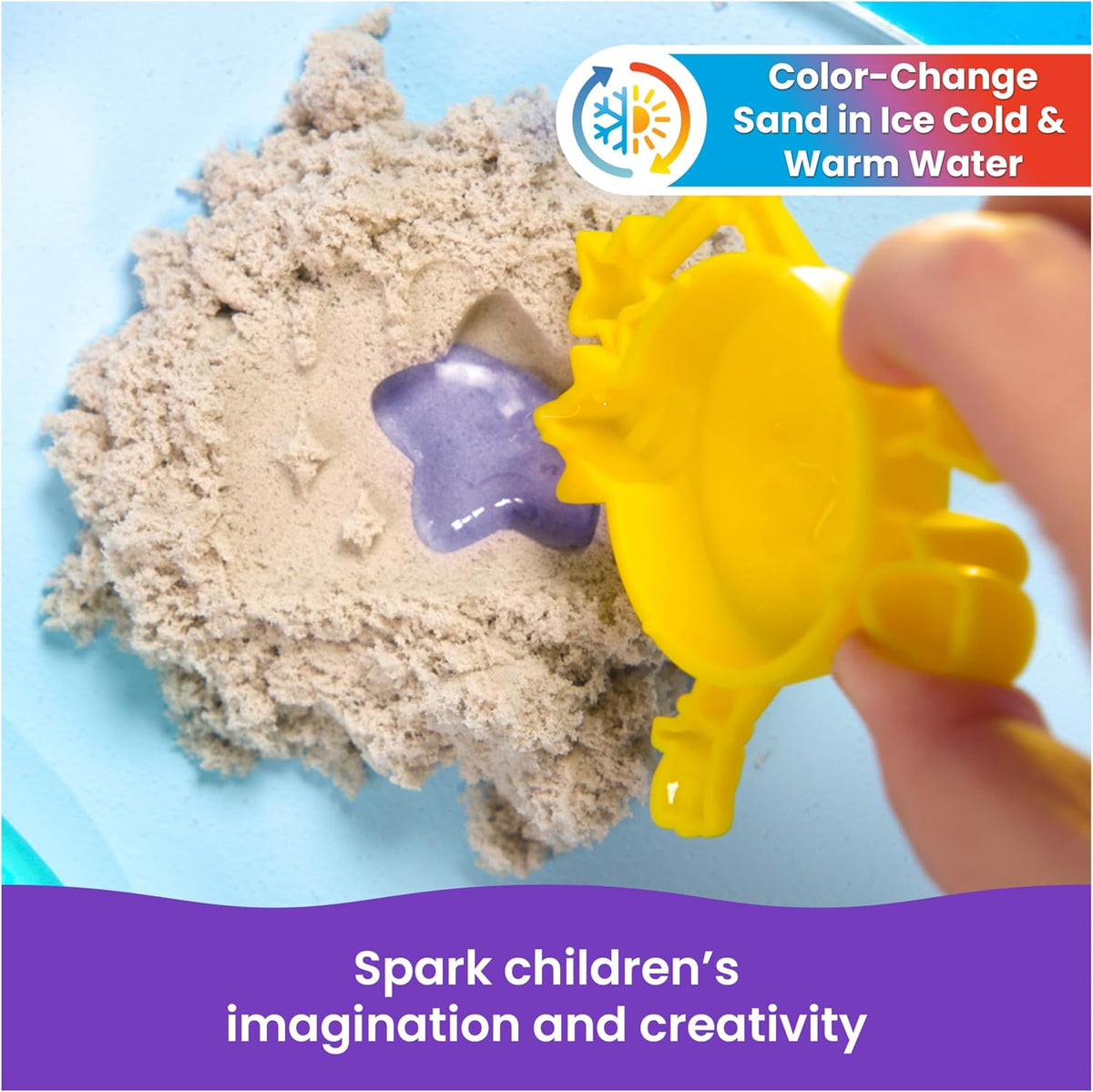 Kinetic Sand, Estuche básico Splash con 113 g de arena de juego que cambia de color, 3 herramientas y moldes, almacenamiento reutilizable, juguetes sensoriales para niños y niñas a partir de 3 años