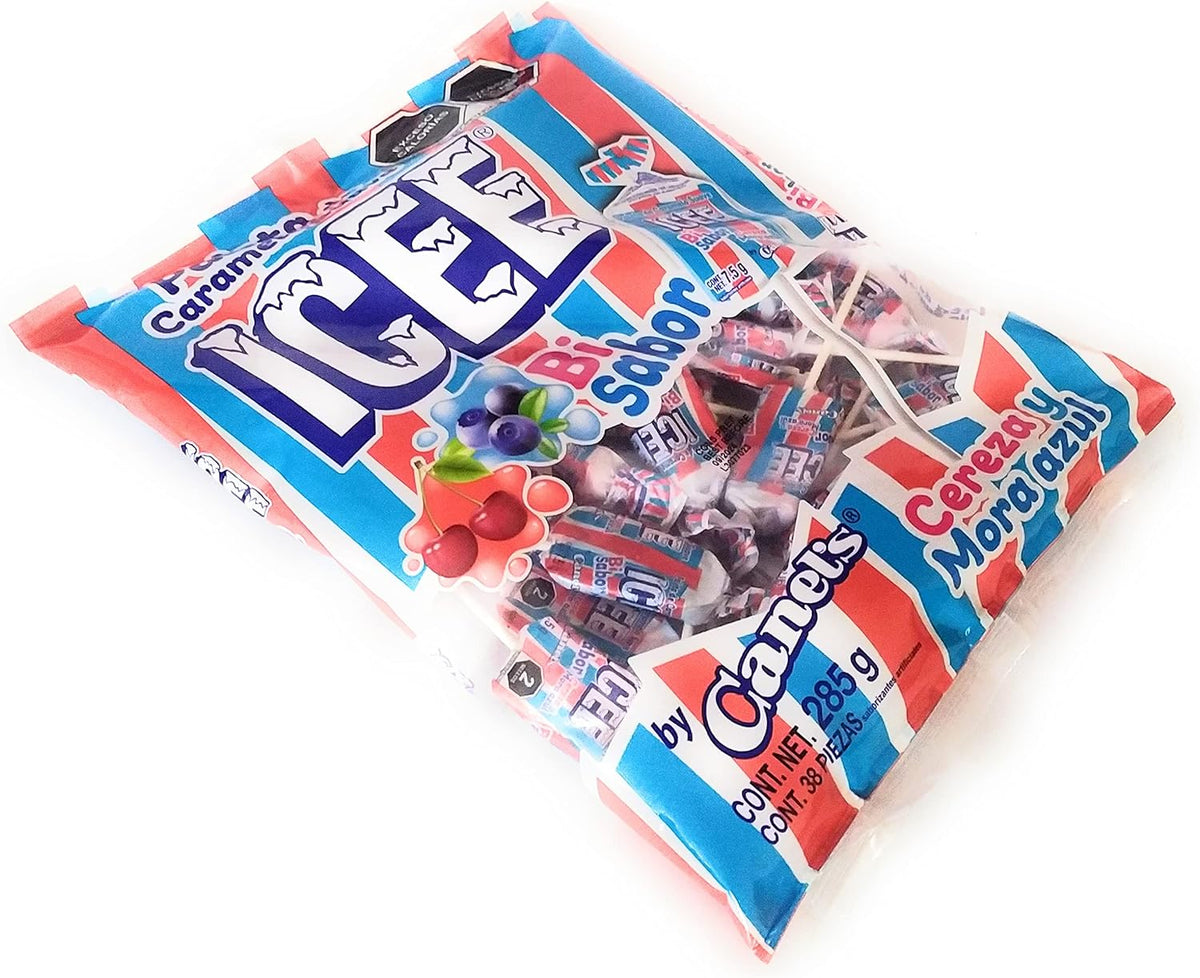 Canel´s Paletas de caramelo suave ICEE bisabor (cerezas & mora azul) by Canel´s. Bolsa de 285gr.