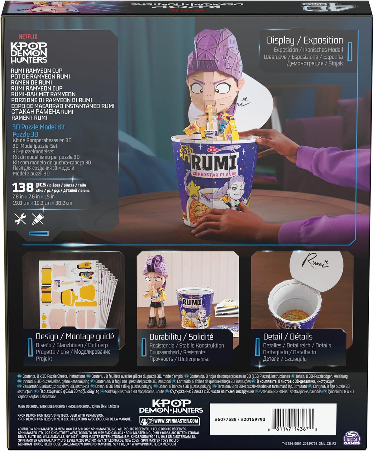 4D Build, KPOP Demon Hunters Rumi in Ramyeon Cup 3D Puzzle, Removeable Rumi Figure, KPOP Demon Hunters Collectible Model Kit, Desk Décor & Display Piece for Fans, 138 Pieces, for Ages 12 & Up
