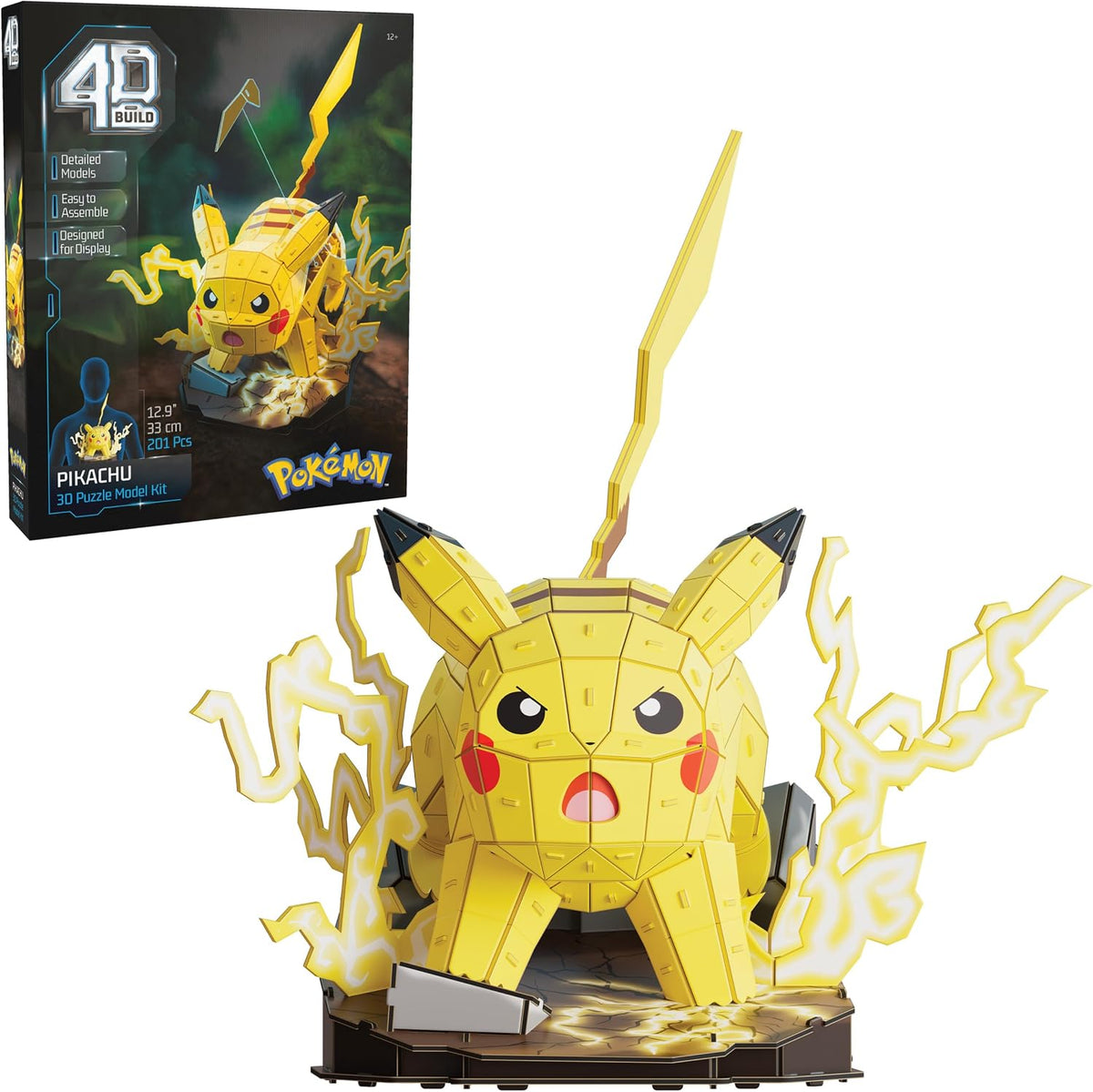 4D Build, Pikachu de Pokémon en 3D, coleccionables de Pokémon, Rompecabezas para Adultos, Juguetes de construcción, Rompecabezas en 3D para Adultos y Adolescentes, 201 Piezas, a Partir de 12 años