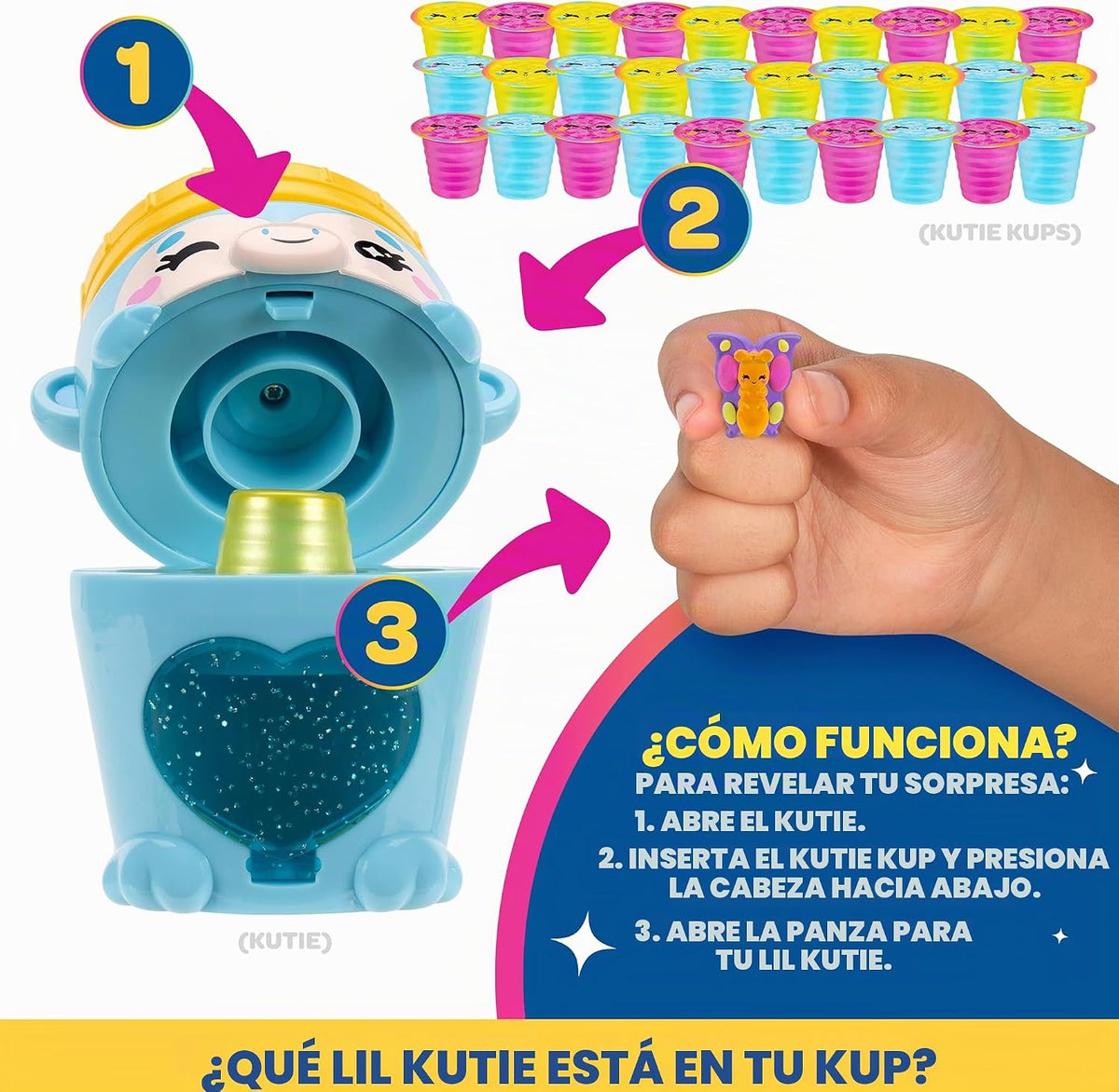 Kutie Kups Figura de 4" Kutie Incluye 30 Kups con 30 Figuras Sorpresa