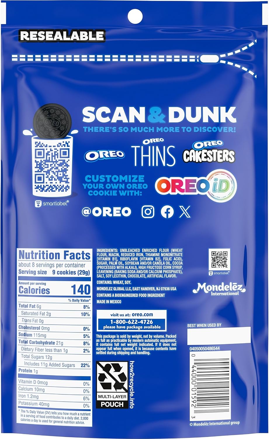 OREO, Mini Galletas Sándwich de Chocolate, 226.8 g