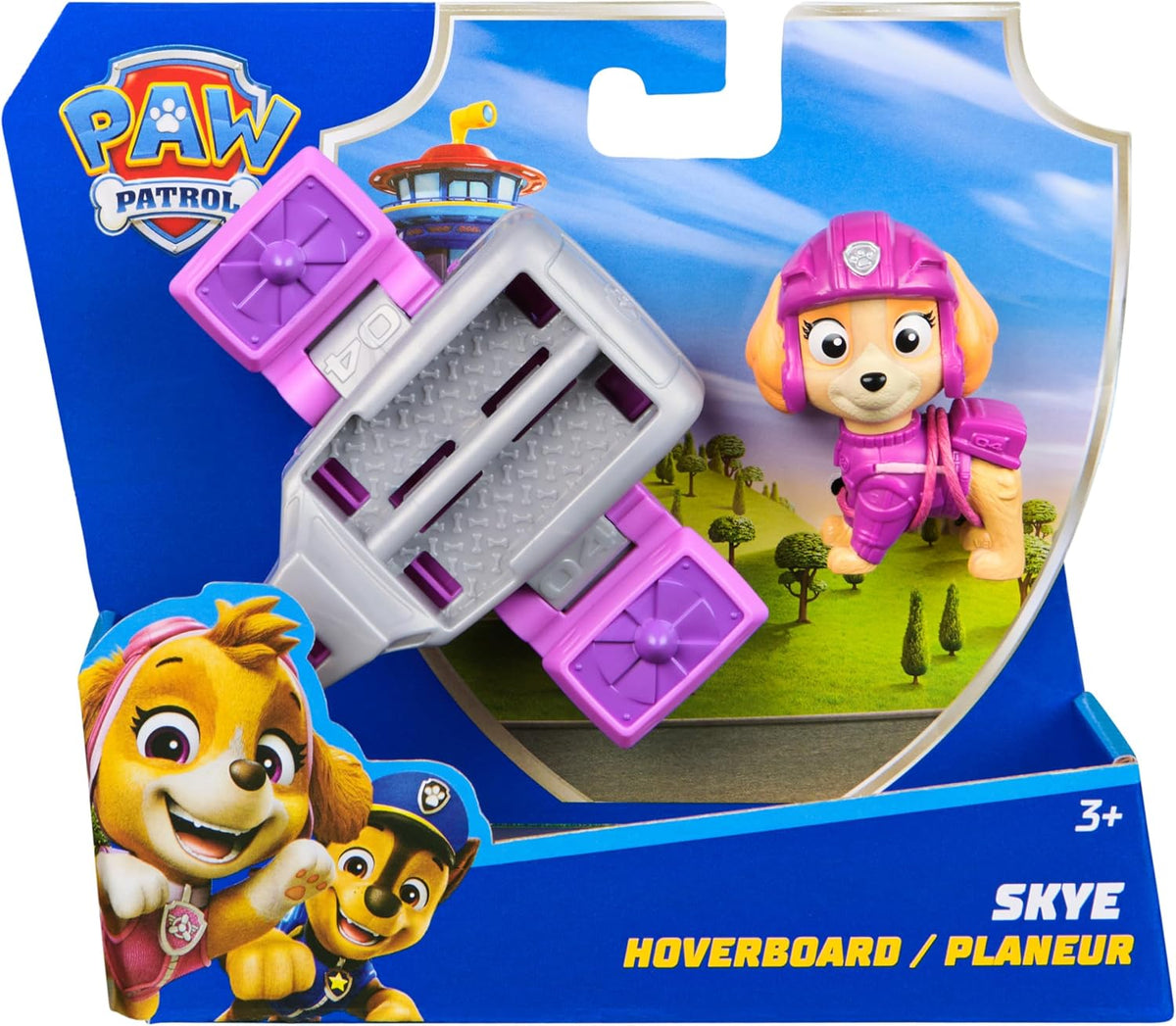 Paw Patrol: Action Pups, Figura de acción de Skye y avión aerodeslizador con alas Plegables, Juguetes para niños y niñas a Partir de 3 años