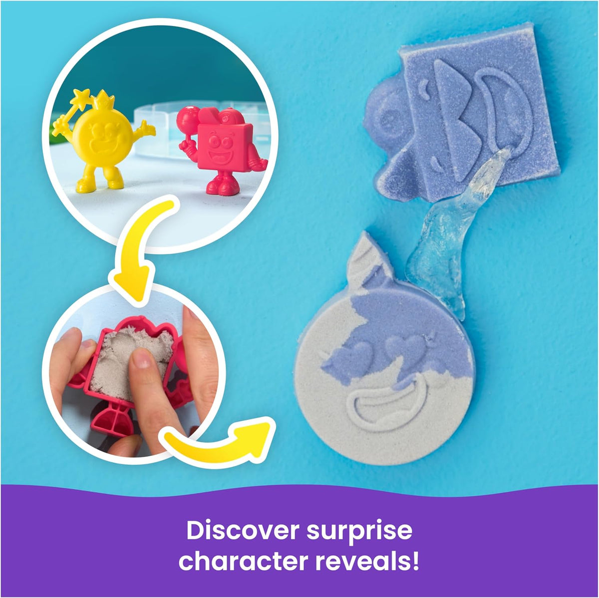 Kinetic Sand, Estuche básico Splash con 113 g de arena de juego que cambia de color, 3 herramientas y moldes, almacenamiento reutilizable, juguetes sensoriales para niños y niñas a partir de 3 años