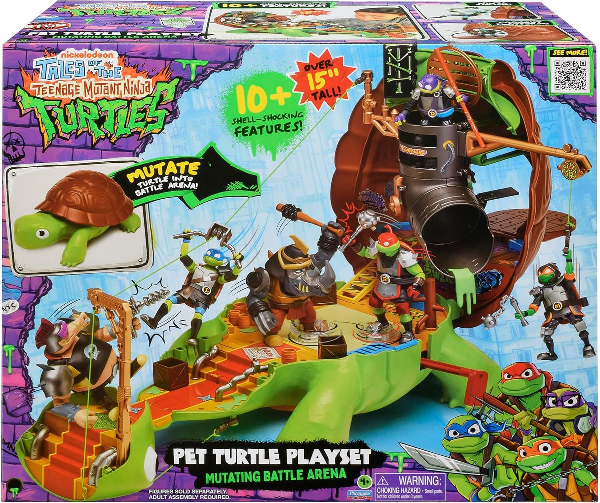 TMNT - Bandai Namco - Set de Juego - Tortugas Ninja, Playset Tortuga Transformable Refugio Secreto - con Accesorios, Zonas de Batalla y áreas interactivas para Figuras de acción