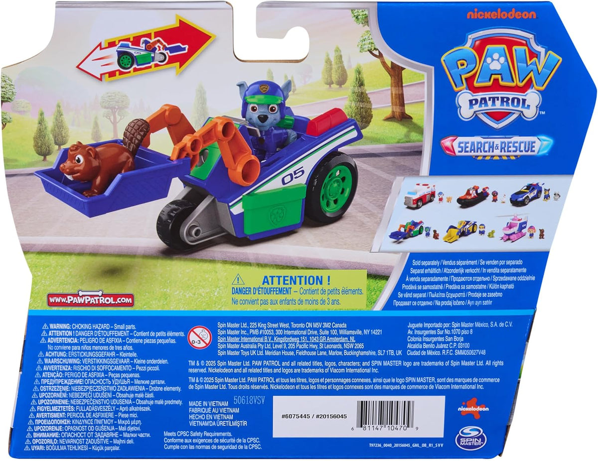 Paw Patrol: Search & Rescue, vehículo de Reciclaje y Rescate de Rocky con 2 Figuras, vehículo de Juguete con función de propulsión, Juguetes para niños y niñas a Partir de 3 años