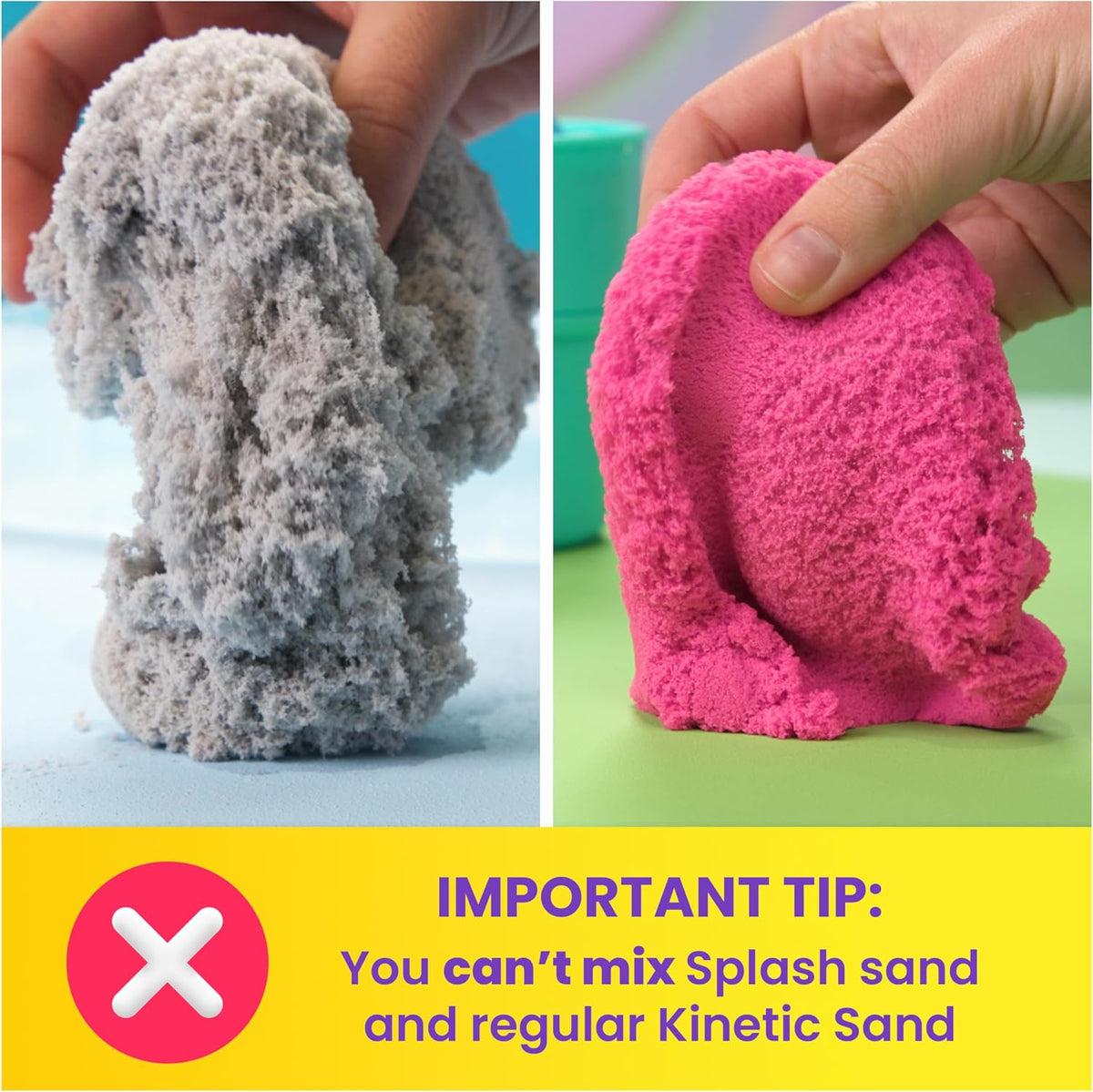 Kinetic Sand, Estuche básico Splash con 113 g de arena de juego que cambia de color, 3 herramientas y moldes, almacenamiento reutilizable, juguetes sensoriales para niños y niñas a partir de 3 años