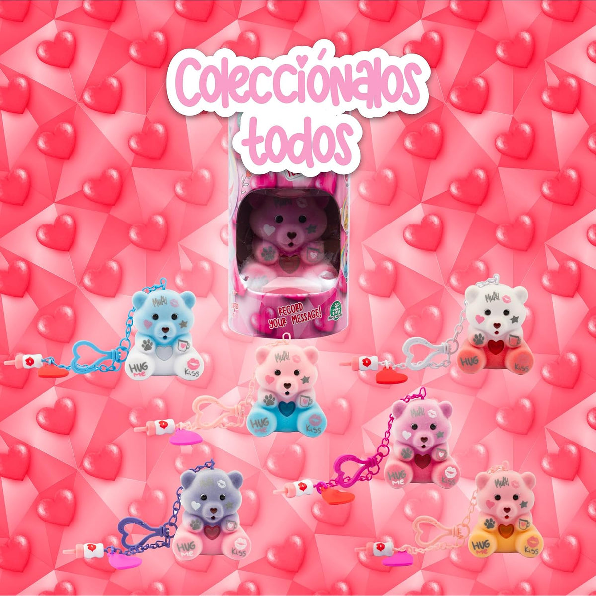 Coccolotti Love and Tell, 1 de 6 Ositos de Peluche interactivos con función de grabación, Llavero de Nailon, Mensaje repetido, Embalaje ecológico, a Partir de 4 años
