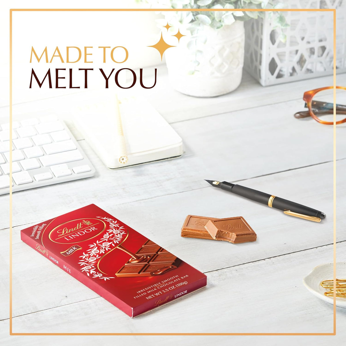 Lindt Lindor Chocolate de Leche, 12 Barras de 100 G