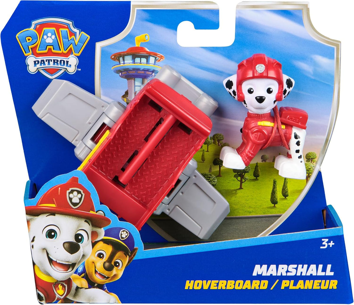 Paw Patrol: Action Pups, Figura de acción de Marshall y avión aerodeslizador con alas Plegables, Juguetes para niños y niñas a Partir de 3 años