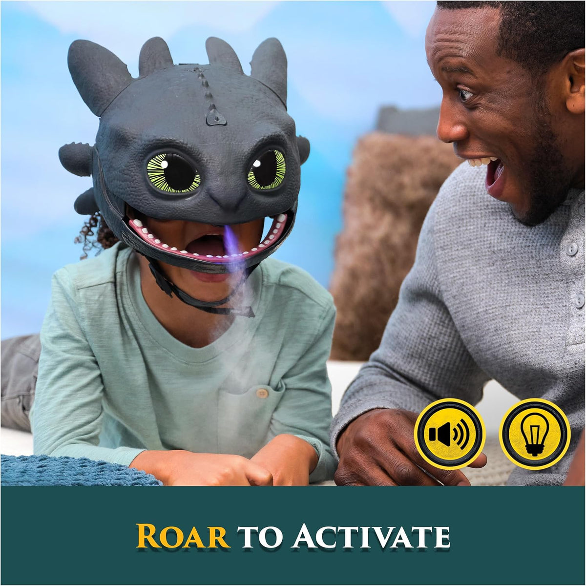 Dreamworks, Dragons, How To Train Your Dragon, Máscaraelectrónica lanza y ruge de Toothless, disfraces infantiles y para juegos de imitación para niños y niñas a partir de 4 años