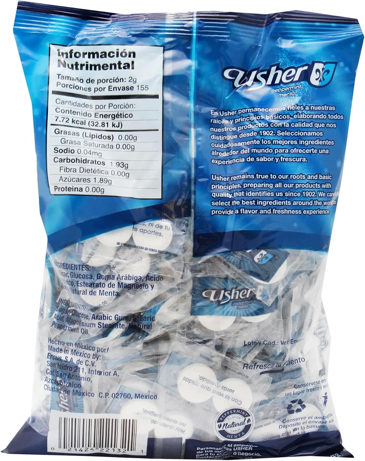 USHER Dulce de Menta 310g, 157 Unidades (Paquete de 1)