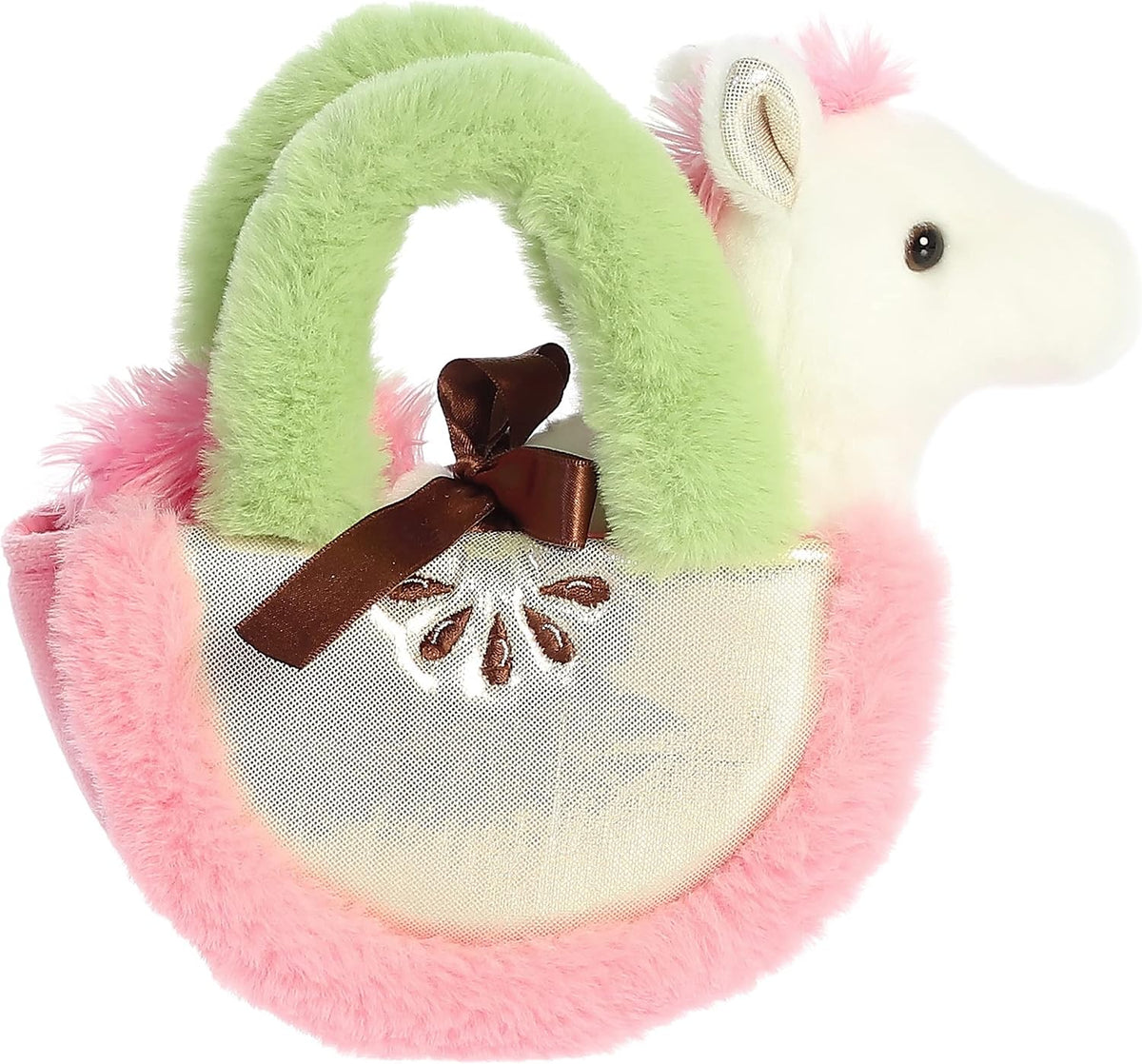 Aurora® Fashion Fancy Pals™ Apple Pony™ Peluche - Compañeros sobre la Marcha - Accesorios Elegantes - Blanco 8 Pulgadas