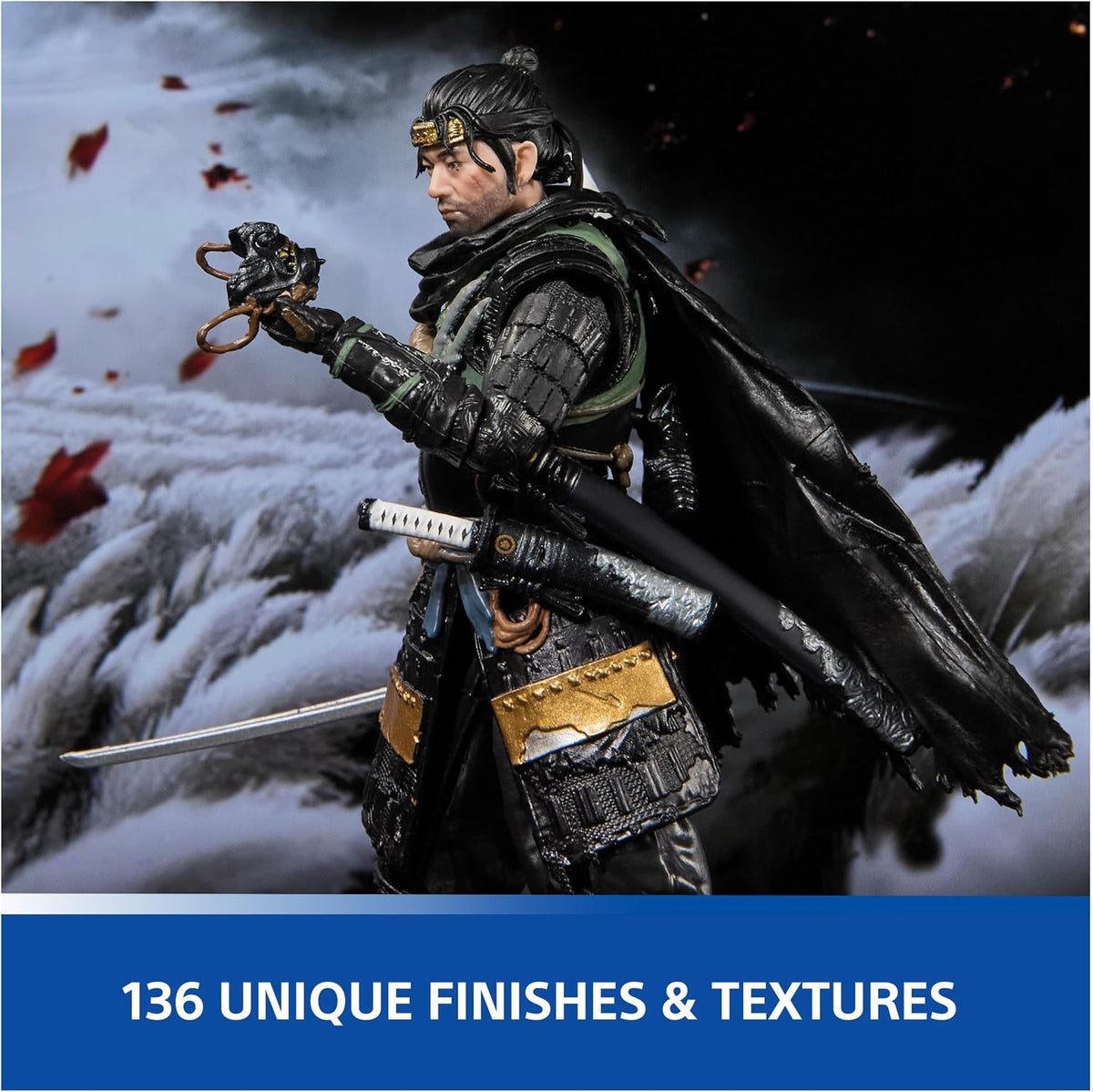 PlayStation, Ghost of Tsushima, Figura de Acción del Samurái Jin Sakai de 15 Cm, 2 Accesorios, the Shapes Collection, para Fans y Coleccionistas de la PS5 a Partir de 17 Años