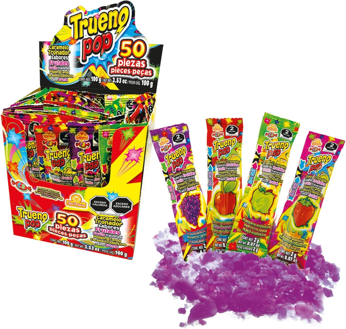 Trueno Pop 50 piezas, Caramelo Tronador Sabores Surtidos, Las Delicias.