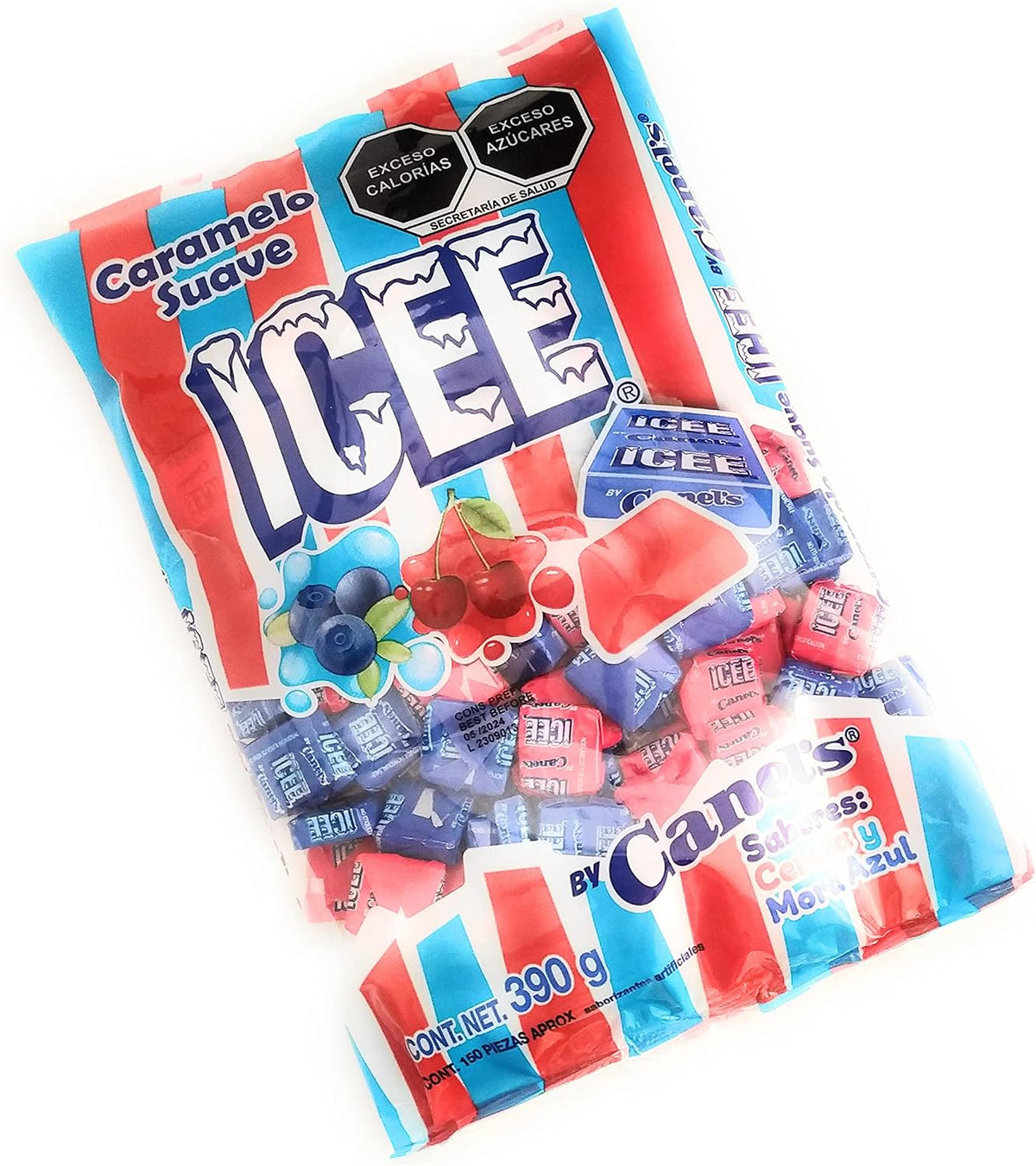 Arikon Mpq Icee by Canels Bolsa de Caramelos Suaves, Sabores Cereza & Mora Azul. Grande 390 Gr., ARIKON, SUGAR_CANDY, Canels