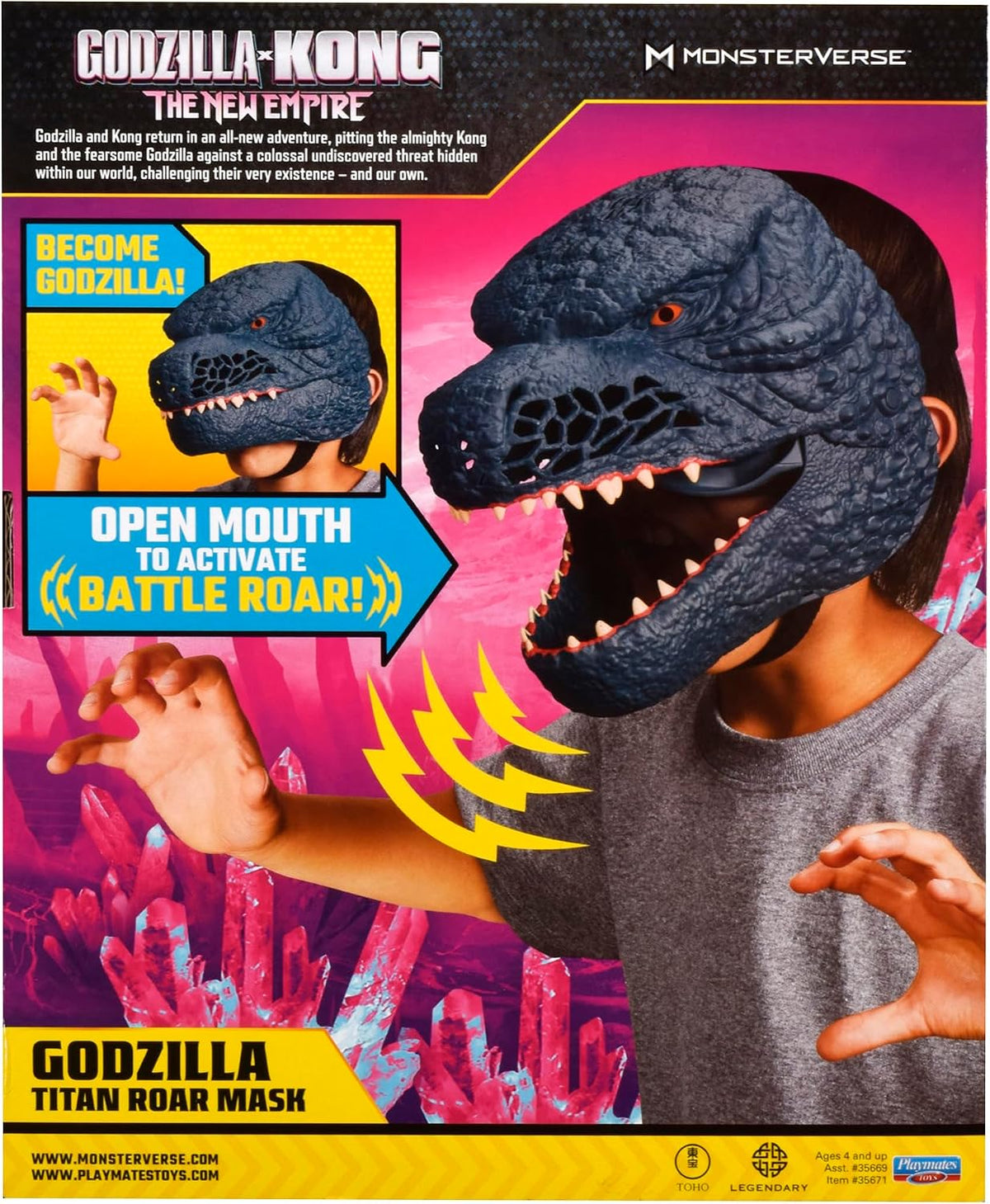 GodzillaVsKong - Máscara Interactiva Godzilla Titan Roar - Con Rugido de Batalla Activado por Boca - Ideal para Niños de 6 a 12 Años