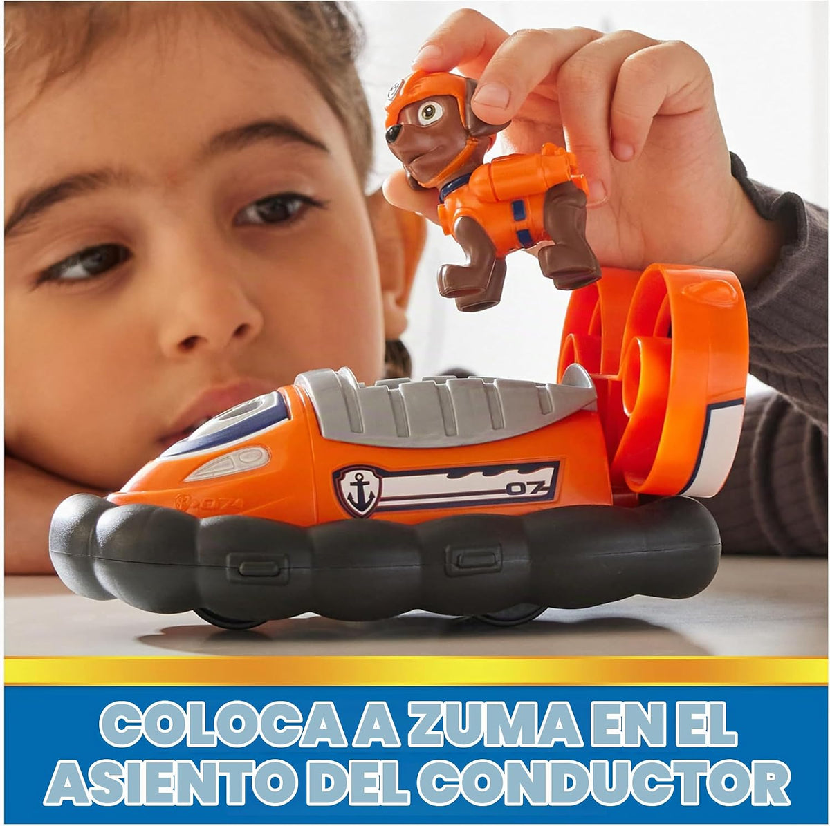 Paw Patrol, Zuma'S Hovercraft, vehículo de Juguete con Figura de acción Coleccionable, Juguetes para niños de Mente sostenible para niños y niñas a Partir de 3 años