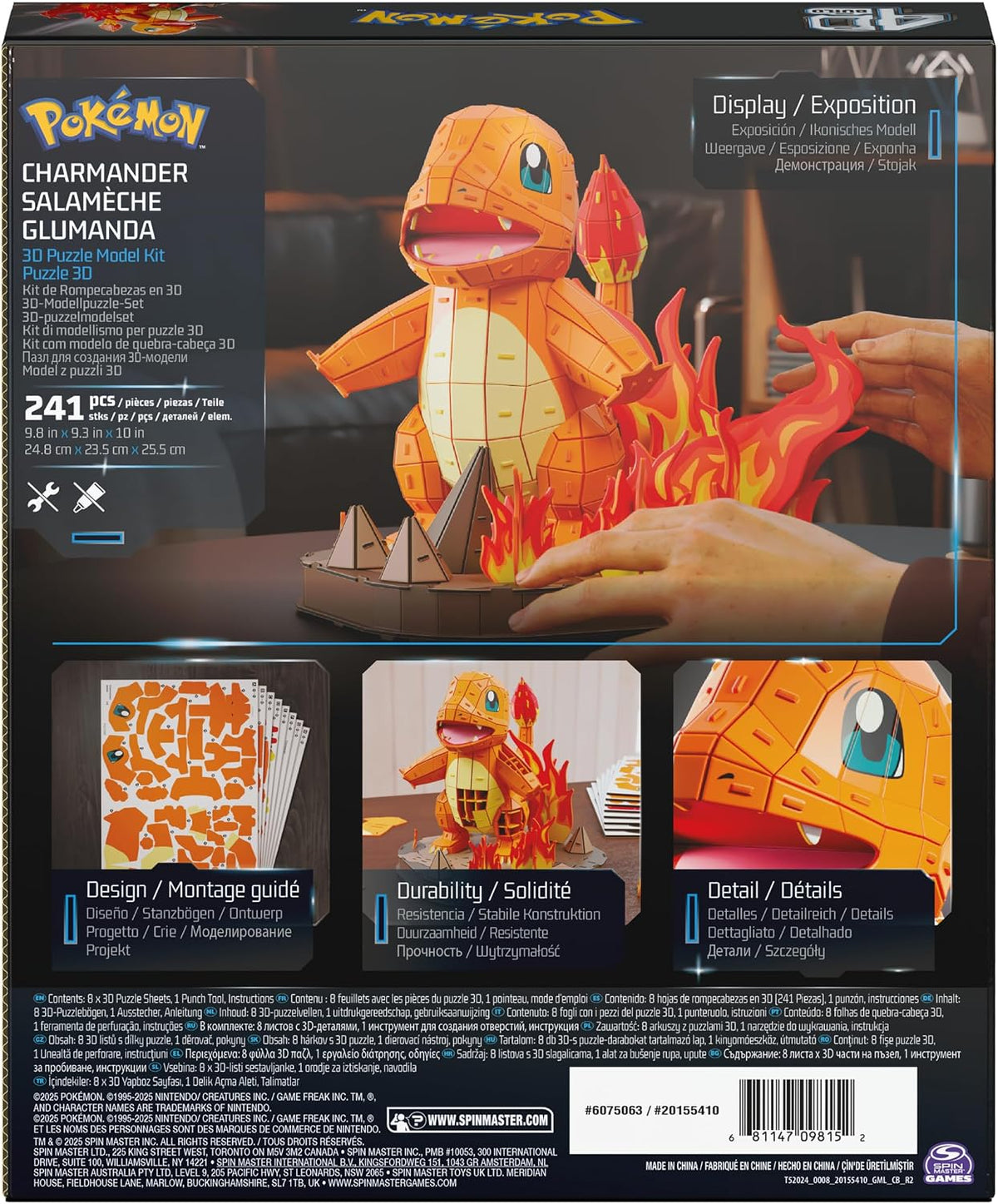 4D Build, Charmander de Pokémon en 3D, coleccionables de Pokémon, Rompecabezas para Adultos, Juguetes de construcción, Rompecabezas en 3D para Adultos y Adolescentes, 241 Piezas, a Partir de 12 años