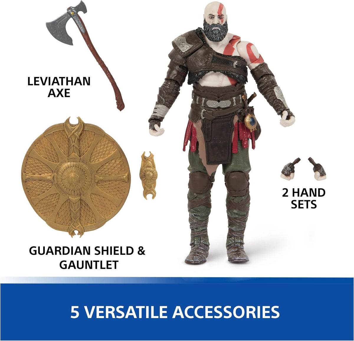 PlayStation God of War Ragnarök, Figura de Acción de Kratos de 15 Cm con 5 Accesorios, The Shapes Collection, Para Fans y Coleccionistas de la PS5 a Partir de 17 Años