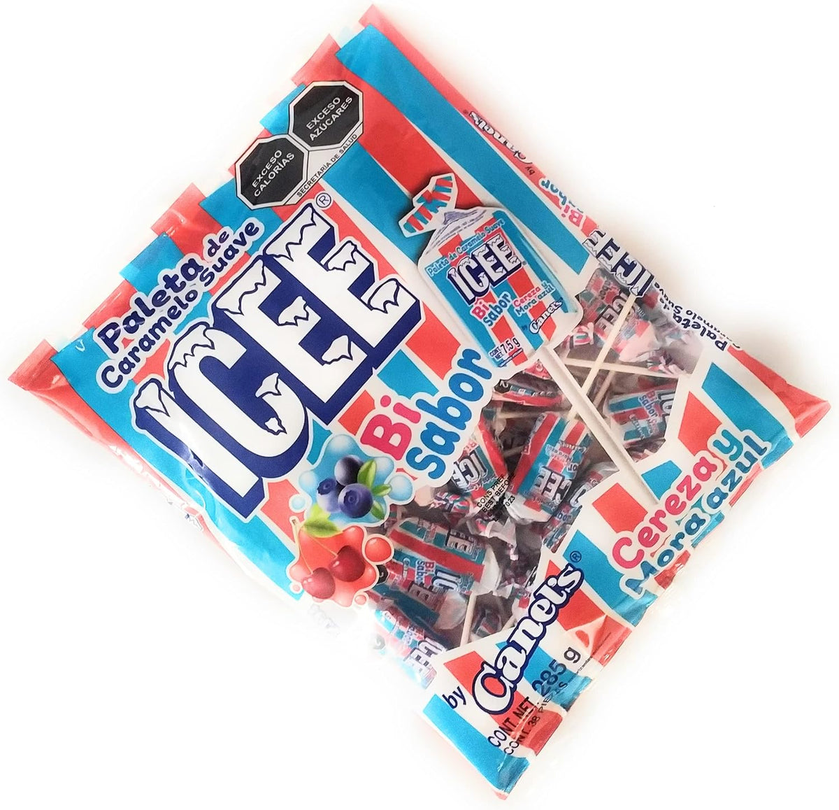 Canel´s Paletas de caramelo suave ICEE bisabor (cerezas & mora azul) by Canel´s. Bolsa de 285gr.