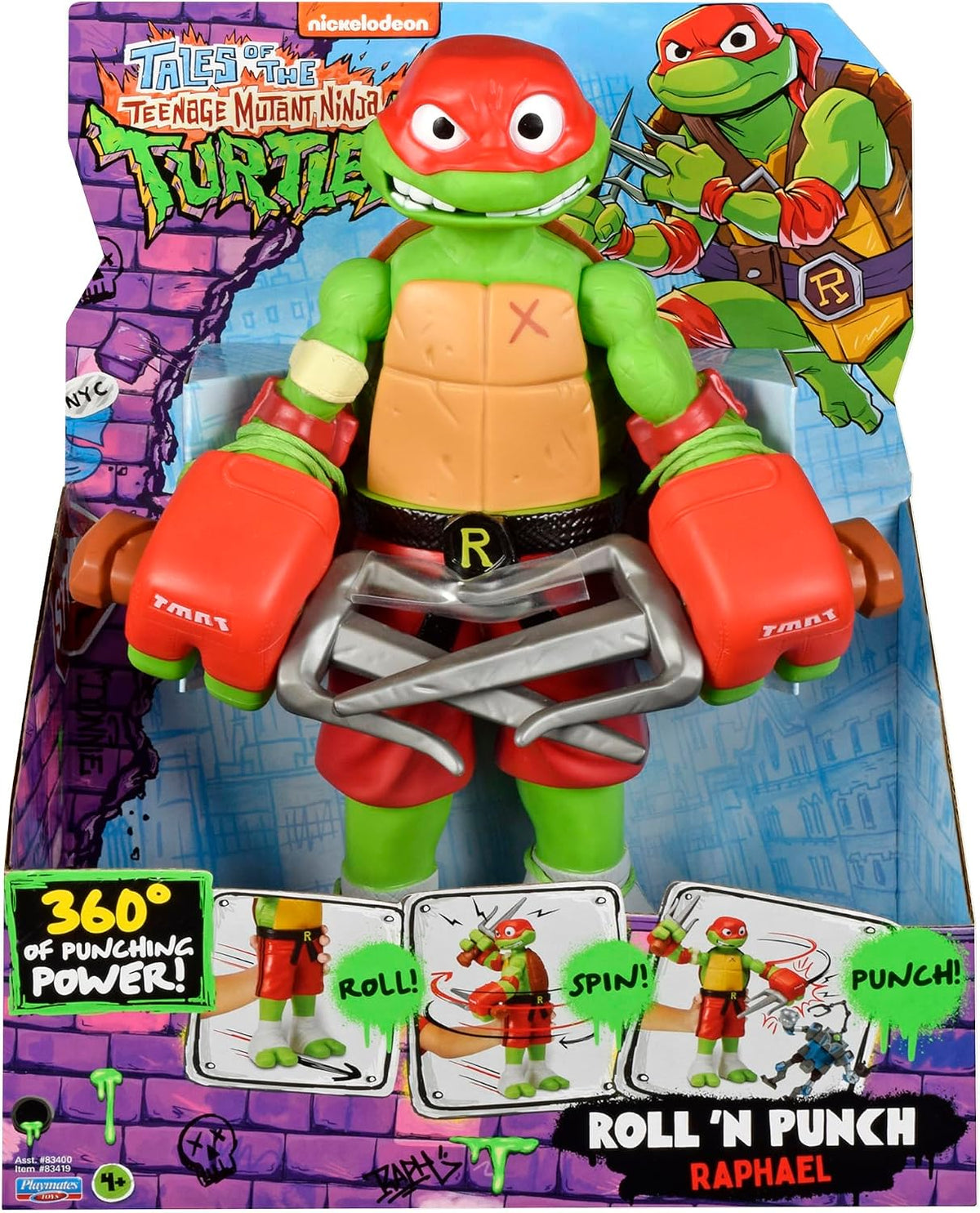 Tales of Teenage Mutant Ninja Turtles: Giant Roll N Punch Raphael Figura de Playmates Toys