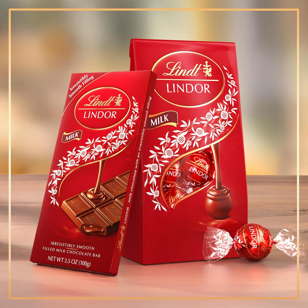Lindt Lindor Chocolate de Leche, 12 Barras de 100 G