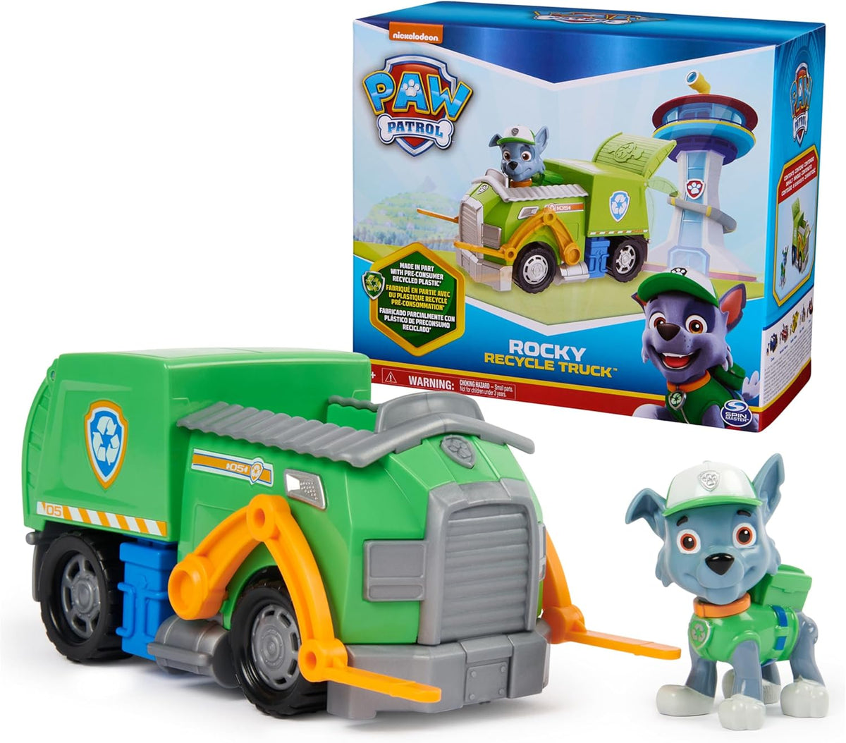 Patrulla Canina, camión de Reciclaje Rocky, camión de Juguete con Figura de acción Coleccionable, Juguetes para niños de Mente sostenible para niños y niñas a Partir de 3 años