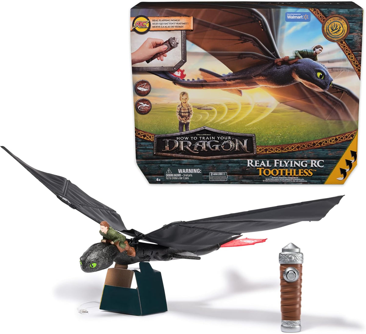 DreamWorks Dragons, como Entrenar a tu Dragon, Chimuelo Volador por Control Remoto con alas Que aletean y Cola Ajustable, Juguetes de Dragones para niños a Partir de 4 años