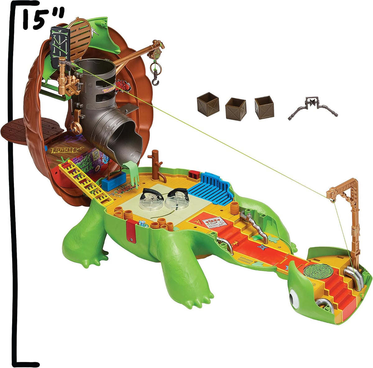 TMNT - Bandai Namco - Set de Juego - Tortugas Ninja, Playset Tortuga Transformable Refugio Secreto - con Accesorios, Zonas de Batalla y áreas interactivas para Figuras de acción