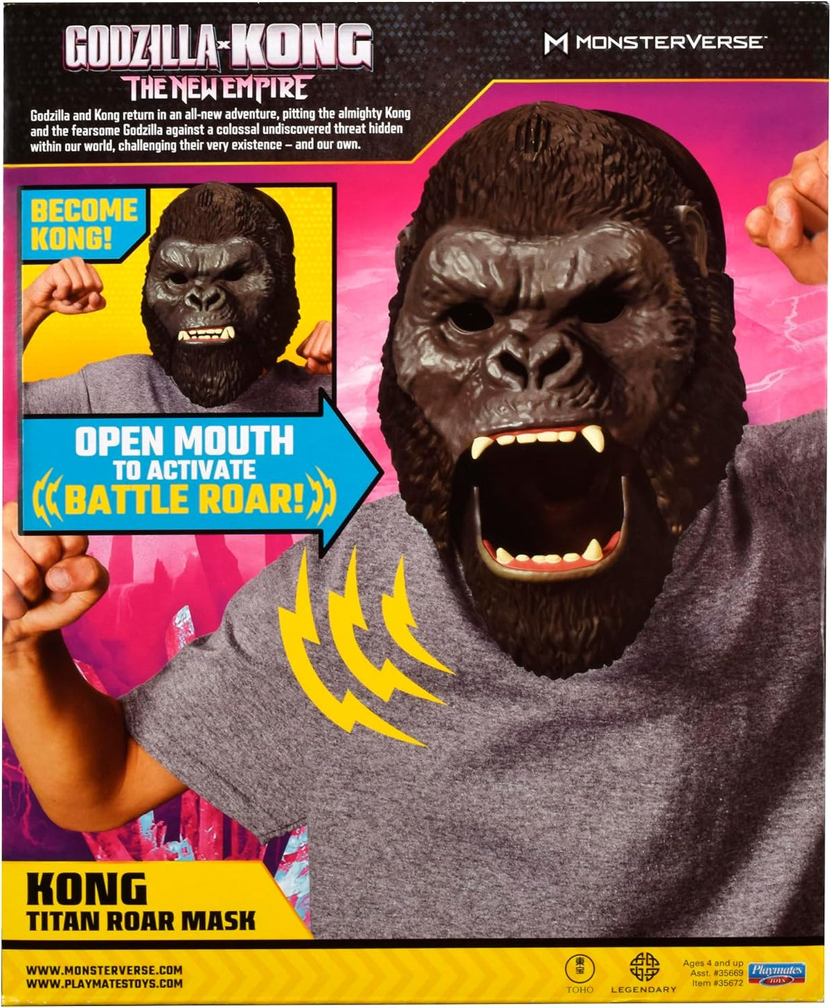 Playmates - King Kong, Máscara Articulada, Godzilla x Kong, 27.9 cm (11")